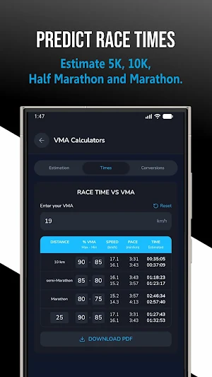 Calcul VMA - Test, Pace & VO2 Screenshot 1