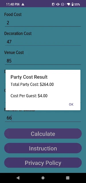 Party Cost Calculator Screenshot 0