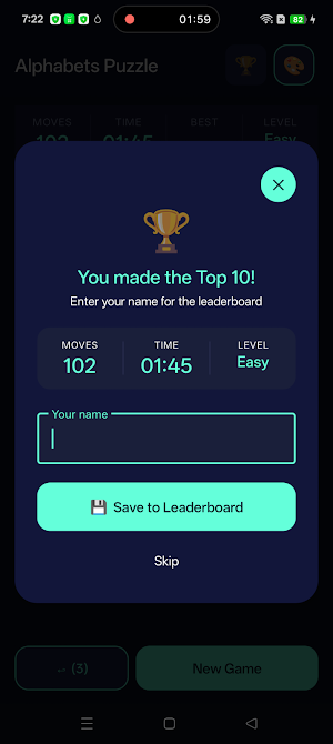 Sliding Alphabets Puzzle Game Screenshot 3
