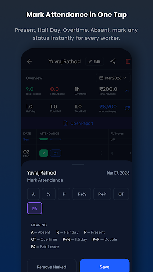 HajriBook - Labour Attendance Screenshot 2