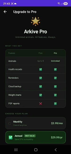 Arkive—Animal Health Register Screenshot 3