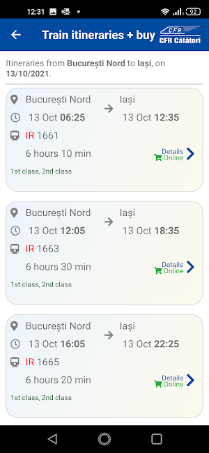 CFR Călători trains timetable and online tickets Screenshot 1