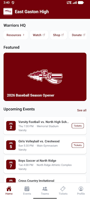East Gaston High Athletics Screenshot 0