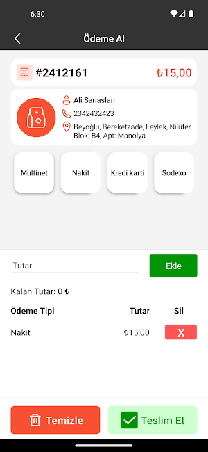 YemekPOS Kuryem Screenshot 3