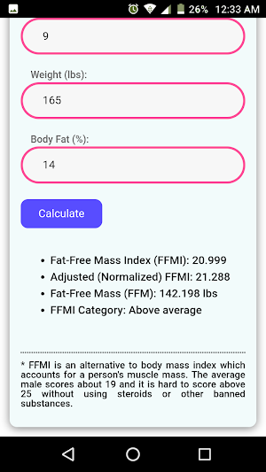 Fat Free Mass Index Calculator Screenshot 3