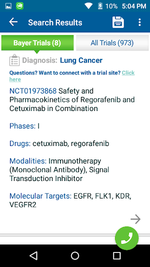Bayer Oncology Trial Finder Screenshot 2