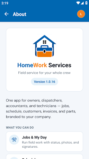 Home Work Services Screenshot 0