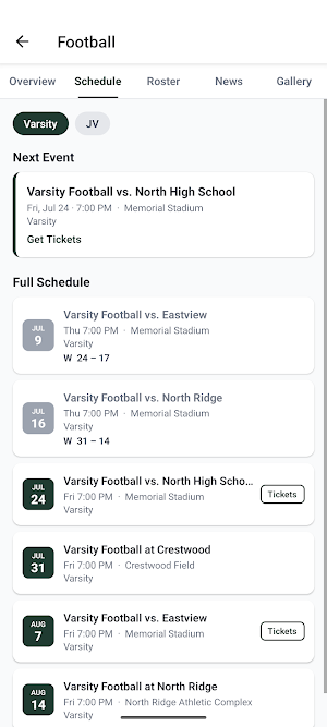 W P Grier Middle Athletics Screenshot 1