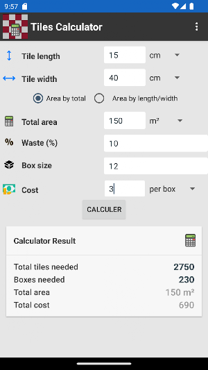 Tiles Calculator Screenshot 0