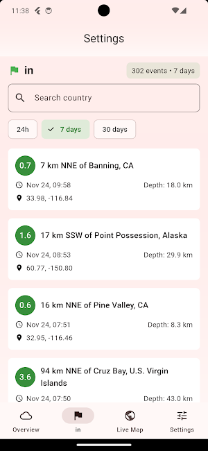 GeoQuake Alerts Screenshot 1