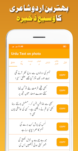 Urdu Art: Urdu text on picture Screenshot 2