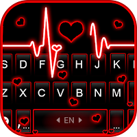 Neon Red Heartbeat Keyboard Theme