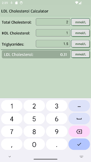 LDL Cholesterol Calculator Screenshot 1