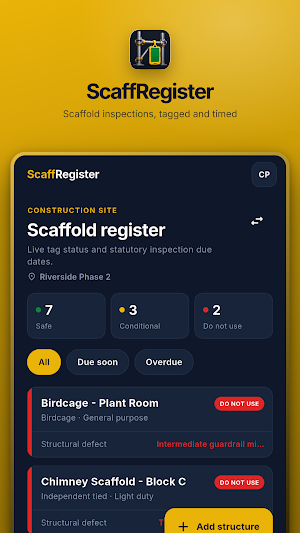 Scaffold Inspection Register Screenshot 0