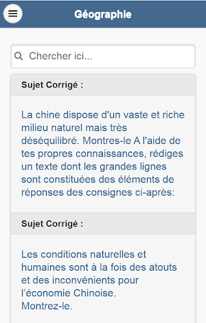 Géographie : Sujets Corrigés Screenshot 0