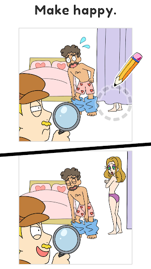 Draw Happy Detective-Free draw puzzle to help male Screenshot 2