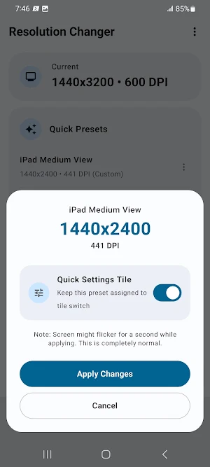 Resolution Changer - Pad View Screenshot 1
