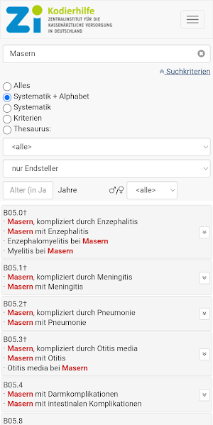 Zi-Kodierhilfe App Screenshot 1