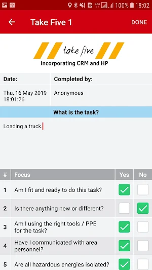Take 5 - Take5 - Take Five - Prestart Checklist Screenshot 1