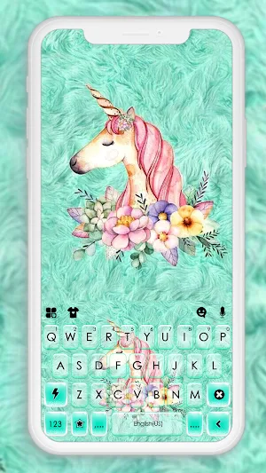 Floral Cyan Unicorn Keyboard Background Screenshot 0