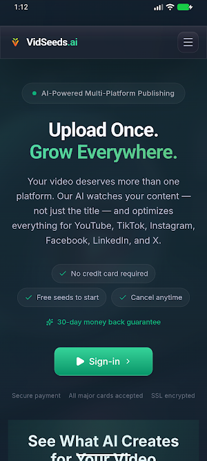 VidSeeds - AI Video Publishing Screenshot 0
