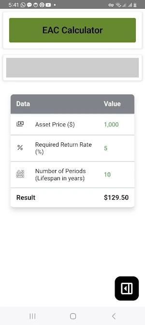 EAC Calculator Screenshot 1
