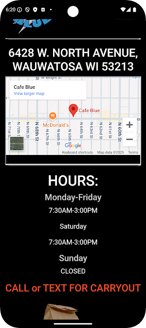 Cafe Blue East Tosa Wisconsin Screenshot 1