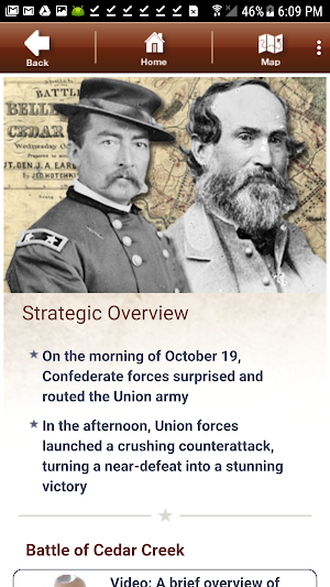 Cedar Creek Battle App Screenshot 1