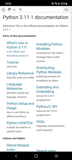 Python 3.11.1 offline docs Screenshot 1