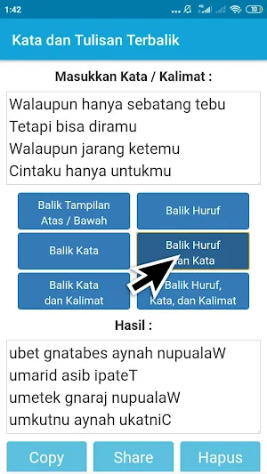 Membuat Kata dan Tulisan Terbalik Screenshot 3