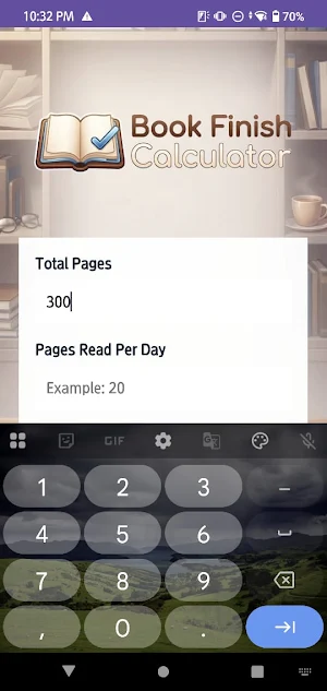 Book Finish Calculator Screenshot 0