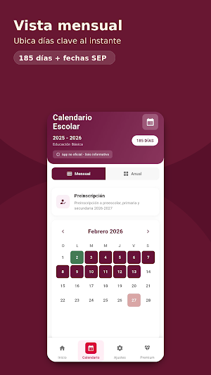 Calendario Escolar México 2026 Screenshot 2