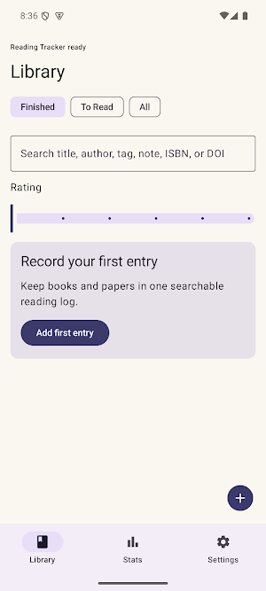 Reading Tracker: Log Screenshot 0