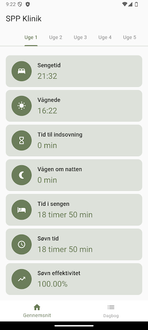 SPP Klinik Søvndagbog Screenshot 0