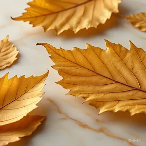 Golden Leaves Marble Wallpaper Screenshot 0