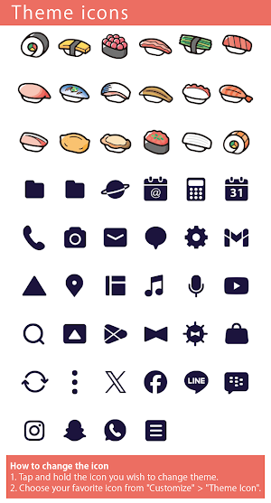 Smiley Sushi Pal Theme +HOME Screenshot 3