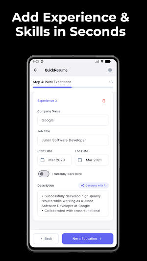 QuickResume: AI Resume Builder Screenshot 3