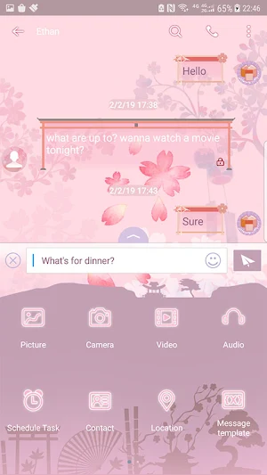 Sakura and wind chimes skin for Next SMS Screenshot 3