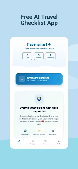 AI Travel Checklist Screenshot 0