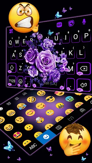 Purple Rose Bouquet Keyboard Background Screenshot 2