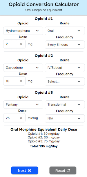 Opioid Conversion Calculator Screenshot 1