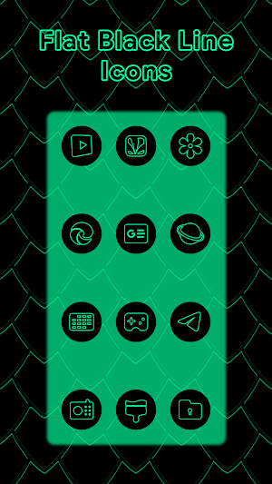 Emerald On Black Line Icons Screenshot 2