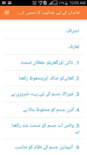 Nutrition Urdu HealthPhone Screenshot 1