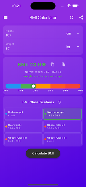 BMI Calculator Screenshot 1