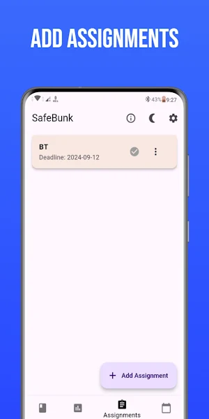 Safe Bunk - Attendance Manager Screenshot 1