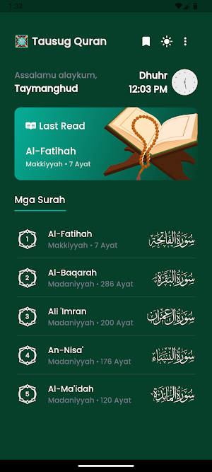 Tausug Quran Screenshot 1