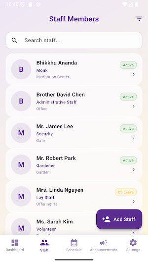Temple Staff Ledger Screenshot 1