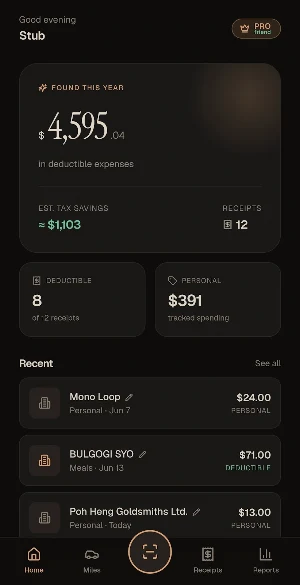 Stub: Receipt Scanner & Tax Screenshot 0