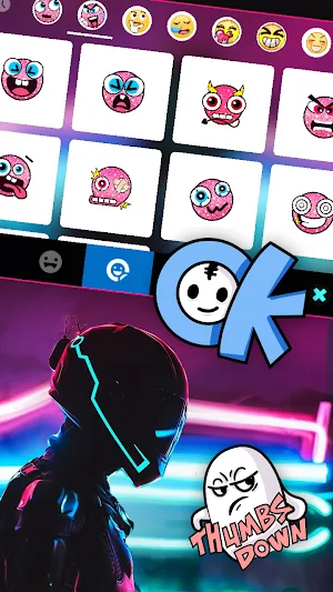 Neon Helmet DJ Keyboard Backgr Screenshot 2