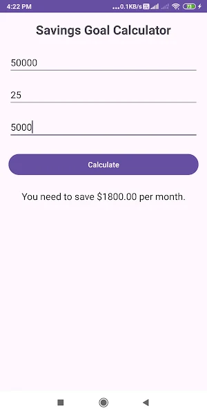 Savings Goal Calculator Screenshot 3
